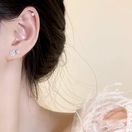 16G chirurgisch staal lip piercing stud zilver 6 8 10 12 14 16 19 mm kraakbeen tragus helix oorbellen piercing labret met zirkoon piercing sieraden voor vrouwen mannen — afbeelding 3