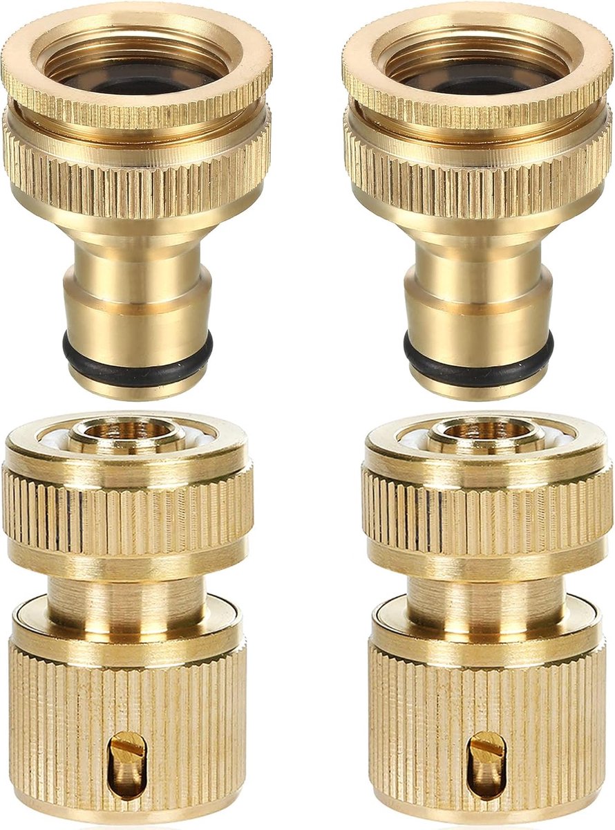1/2 inch 2 paar metalen slangaansluitingen kraanaansluiting, voor 1/2 en 3/4 inch waterkraan met buitendraad