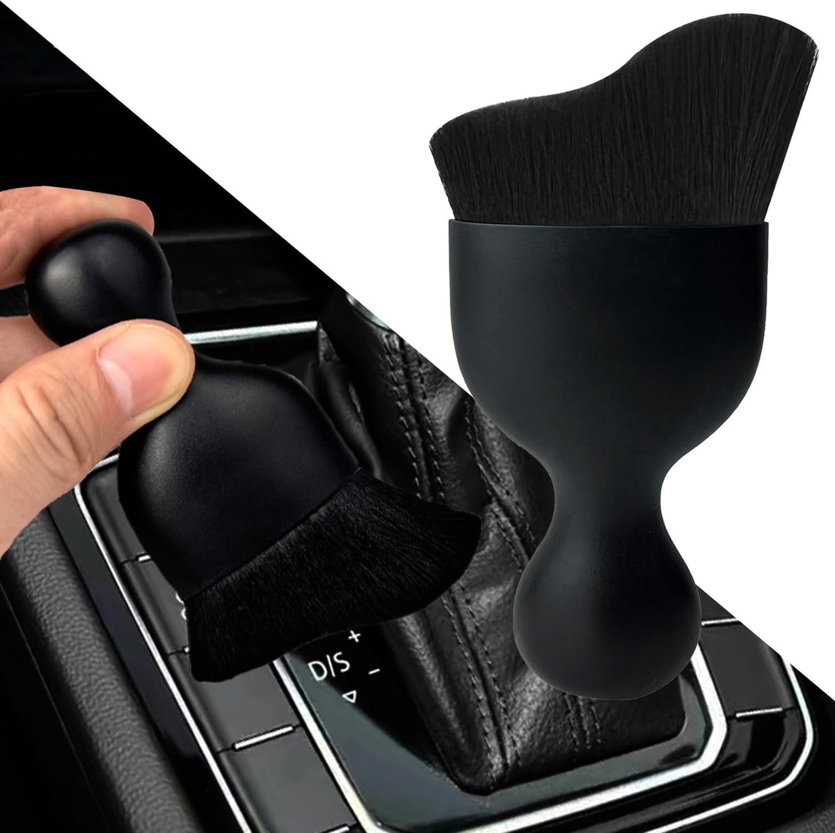 Borstels, Auto Interieur Zachte Ontharing Borstel, Auto Reinigingsborstel Stofafscheiders, Gebogen Ontwerp Vuil Stofschone Borstels, Motorcompartiment en Dashboard (zwart)