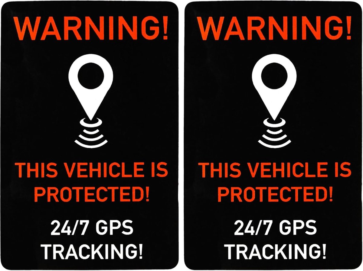 "VEHICLE GPS TRACKING", 2 stuks, 6 x 4 cm, zelfklevende folie, buitenklevend, waarschuwingssticker binnen en buiten, diefstalbescherming, zelfklevende stickers, waarschuwingsstickers