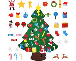 shallyong Vilten kerstboom voor kinderen, kerstboom vilt kinderen met 38 kerstversieringen voor kinderen (Christmas Tree)
