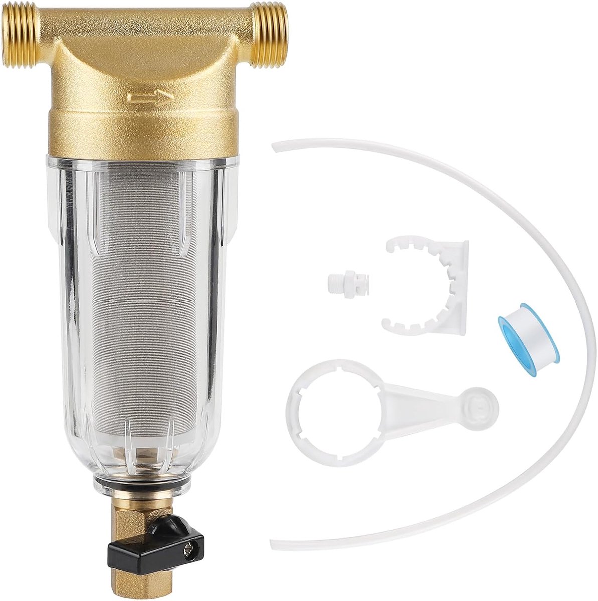 Herbruikbaar Spoelbaar Fijnfilter, Spin-Down-Sediment waterfilter, Tuinslang IJzerfilter voor bronwater, Waterkraan Waterfilter (1/2 Inch Keer Draad)