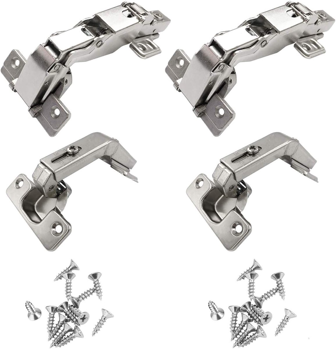 135° Hoekscharnier en 165° Voorliggend 35mm Zacht Sluiten Scharnieren met Demper voor Keukenkast Kast Kleerkast Deur Hoekige Vouwdeuren Automatische Scharnier Geïntegreerde Demping 4 pcs