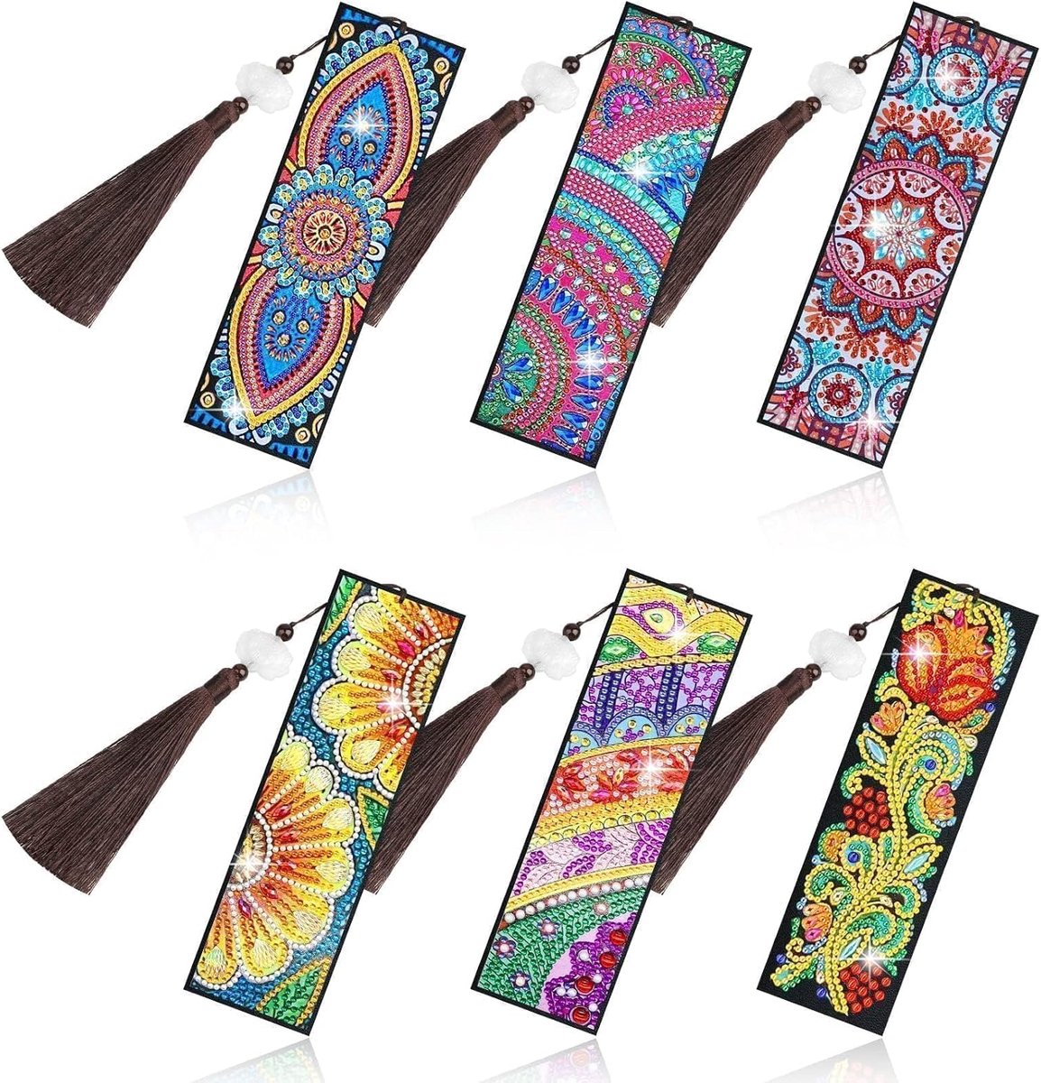 Leren Diamond Painting Boeklegger, Diamant Painting Boeklezer met Kwast voor Volwassenen, Bloemen Knutselset voor Vrouwen