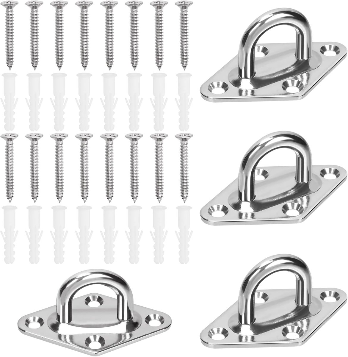 Haken 304 RVS Pad Oogplaat Nietring Haak Loop voor Outdoor en Indoor Activiteiten (Rhombic/Zilver)
