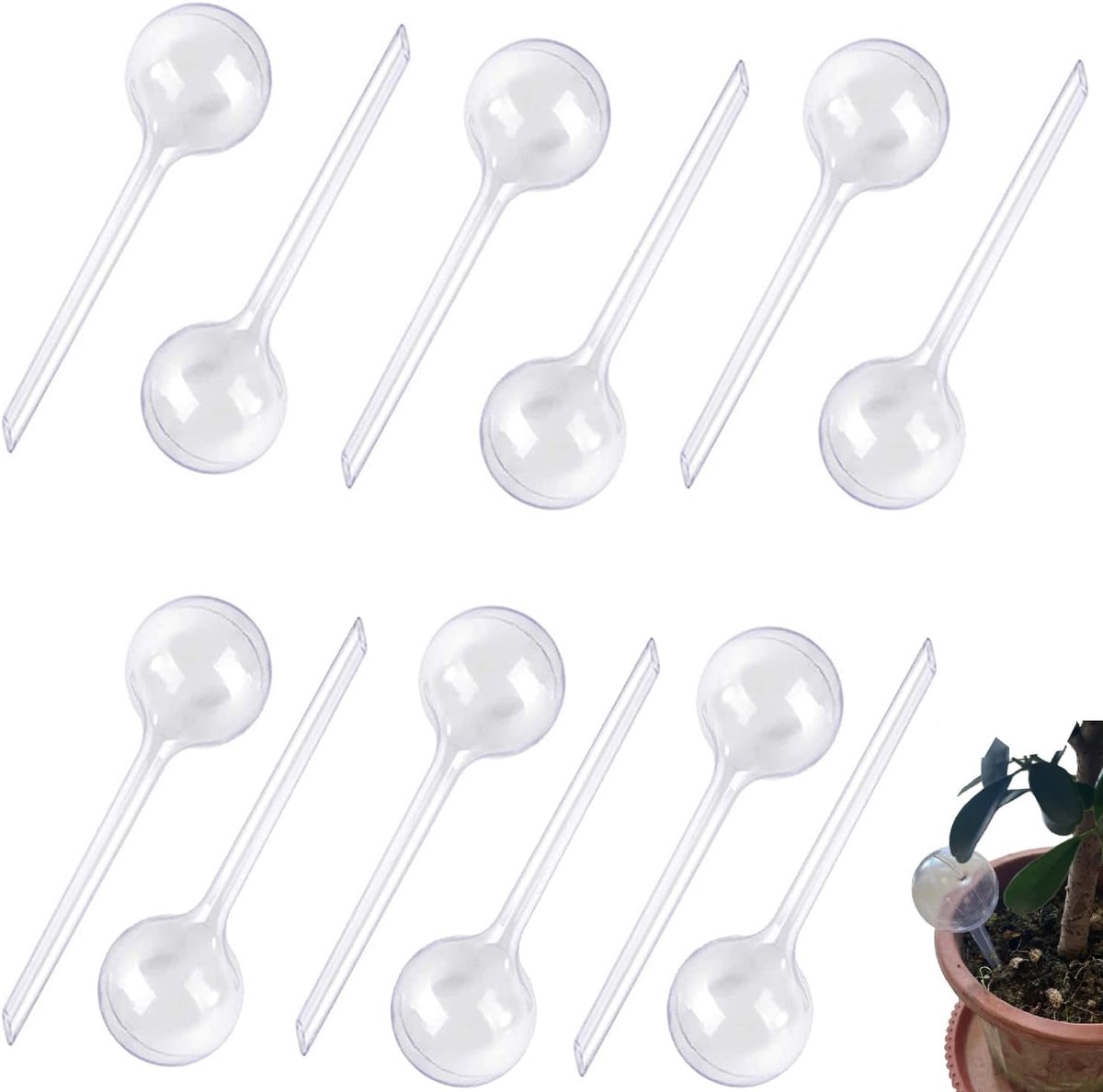 12 stuks 70 ml ronde automatische bloemengieter, 13 x 5 cm, plantenpot tuin gietbal, kunststof waterdispenser voor potplanten, automatische irrigatieset voor planten bloemen