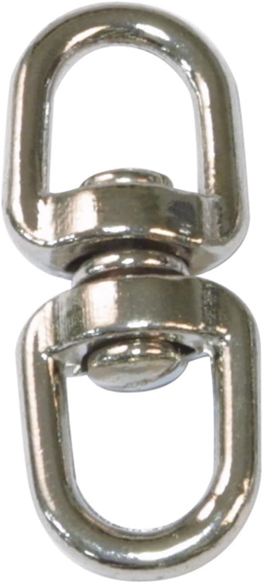 - Draaibare ring van vernikkeld staal Mod.30140 - Dubbel oog anker dat verbinding maakt met sluitingen en karabijnhaken en verdraaien van touwen, kettingen of banden voorkomt