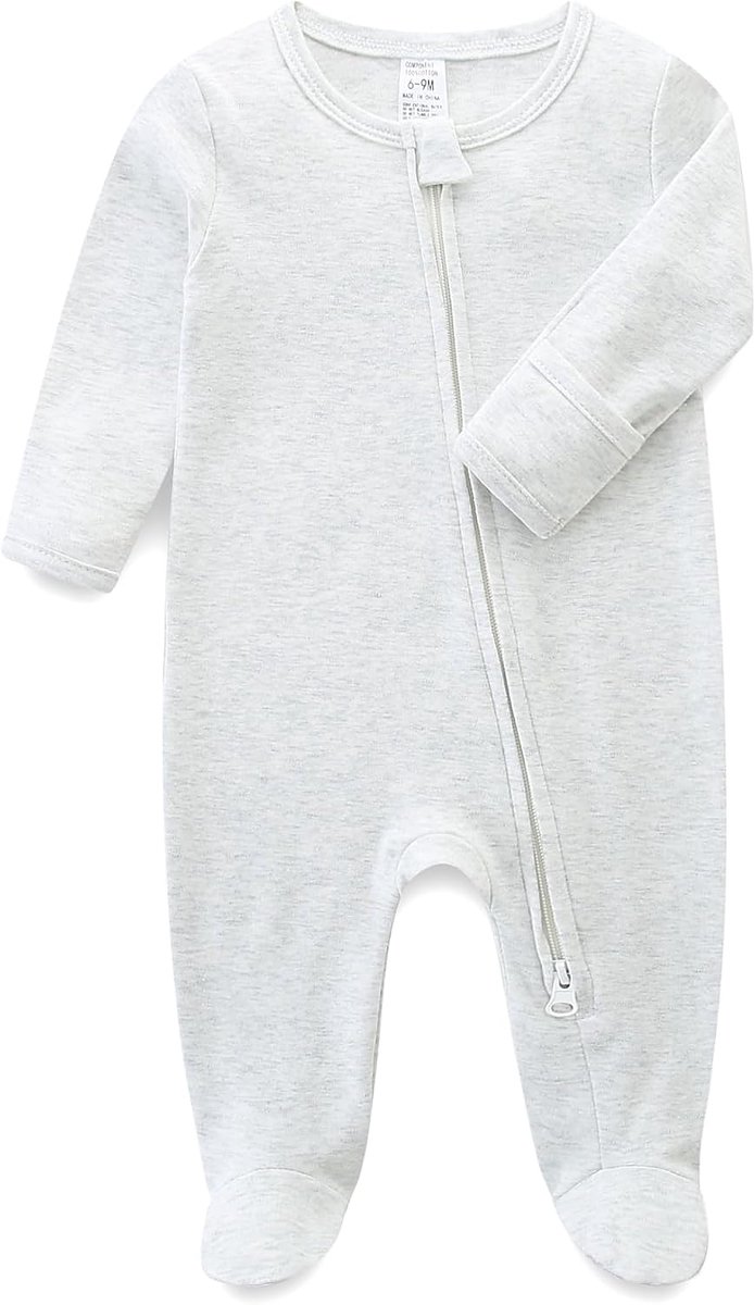 Jumpsuit voor baby's, jongens en meisjes, babypyjama, slaapzak van katoen met dubbele ritssluiting, overall voor baby's, meisjes, katoenen pyjama voor baby's en meisjes