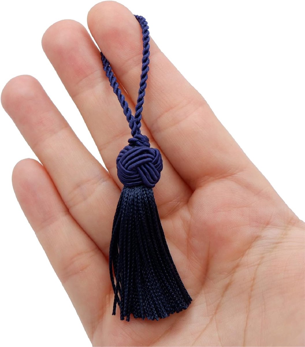 = Cuquillo-Kwastje met Turks Hoofd. 5cm Lang. 100% Rayon. Zak met 5 Eenheden - (Marineblauw)