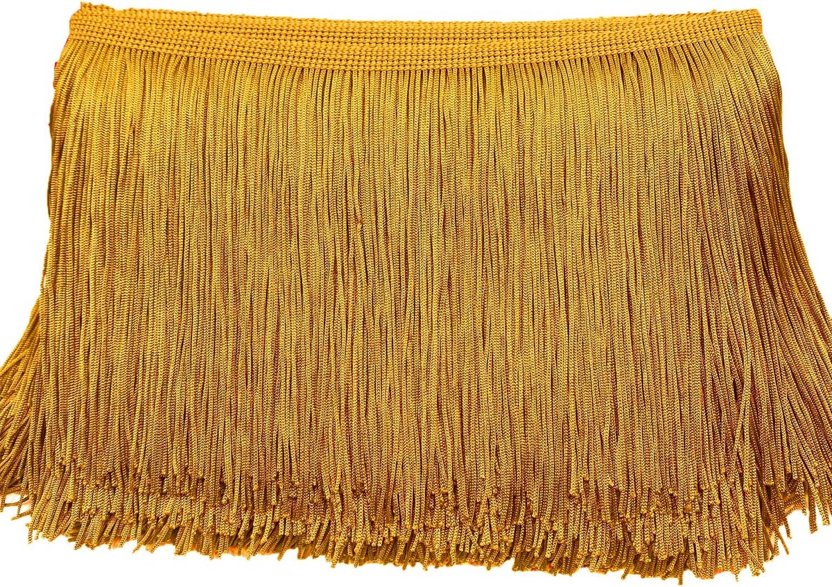 10 cm x 2 m franjenrand, decoratieve band, dansfranjes, snijfranjes, zijden kwastjes, franjeband, om te naaien, doe-het-zelf knutselen, kleding, lingerie, kostuums, gordijnen, decoratie, GoudB
