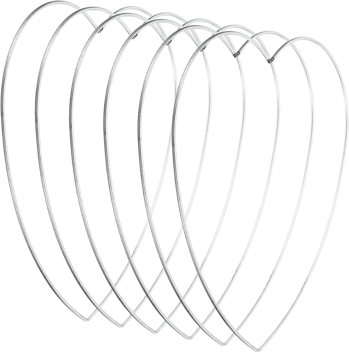 1112 inch dromenvanger ringen, 6 stuks metalen hartvormige macramé krans bloemen ring hoepel voor thuis doe-het-zelf ambachtelijke bruiloft muur opknoping decoraties, zilver