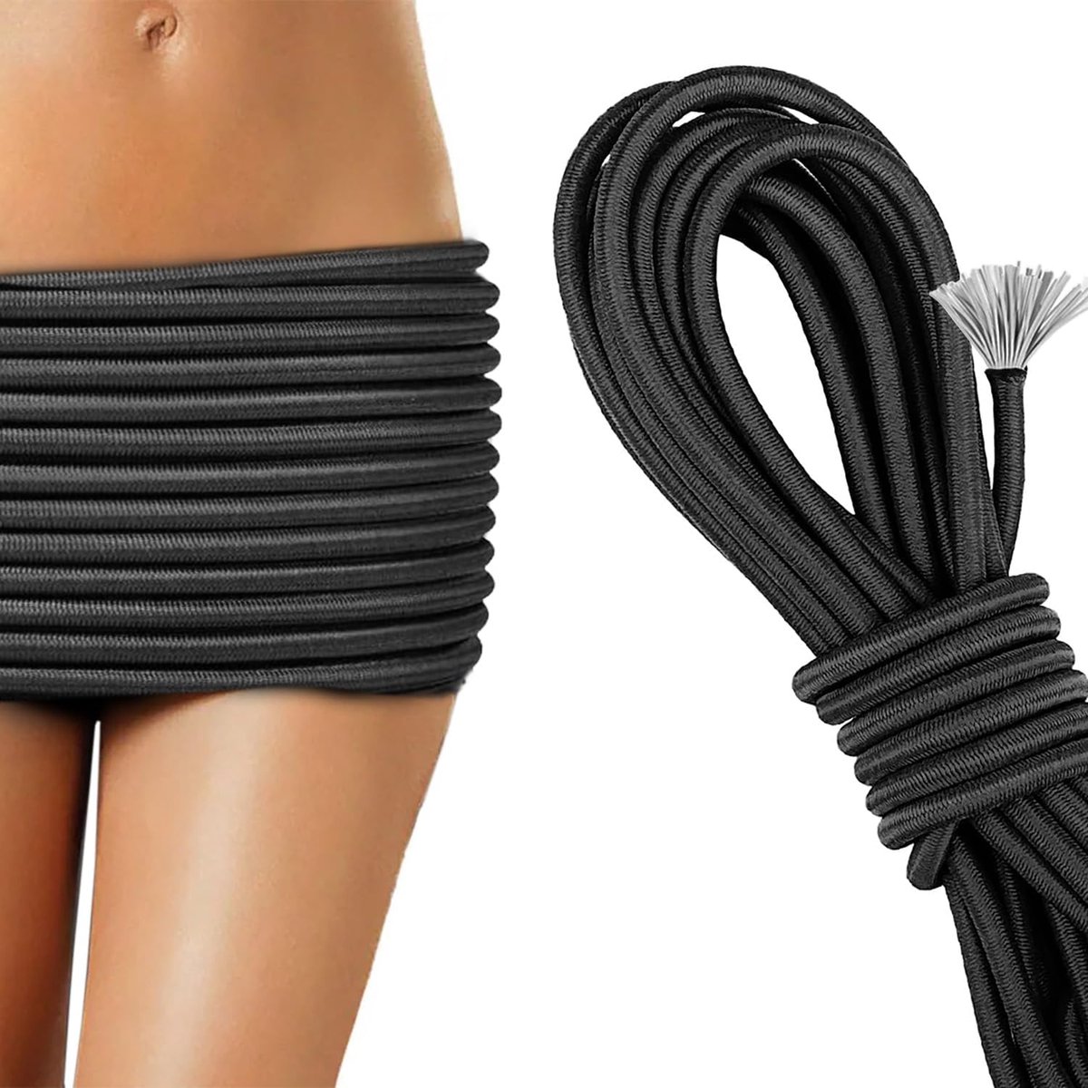 touw Ø 8 mm 15 m incl. 2 wurgklemmen weerbestendig spanrubber scheurvast elastiek expandertouw I rubberen touw zeilspanner I rubberen koord spantouw I bevestiging van aanhangernet zeildoek