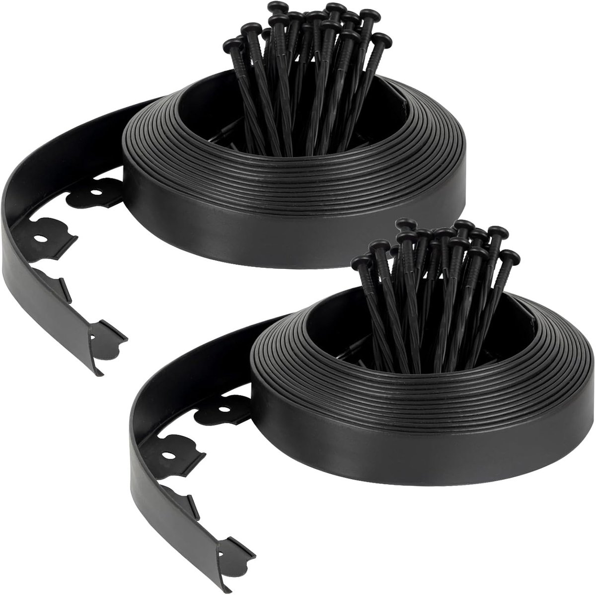 Flexibele gazonrand, kunststof, lengte 20 m, hoogte 5 cm, met 60 grondankers, zwart, perkbegrenzing, gazonbegrenzing voor tuin en paden