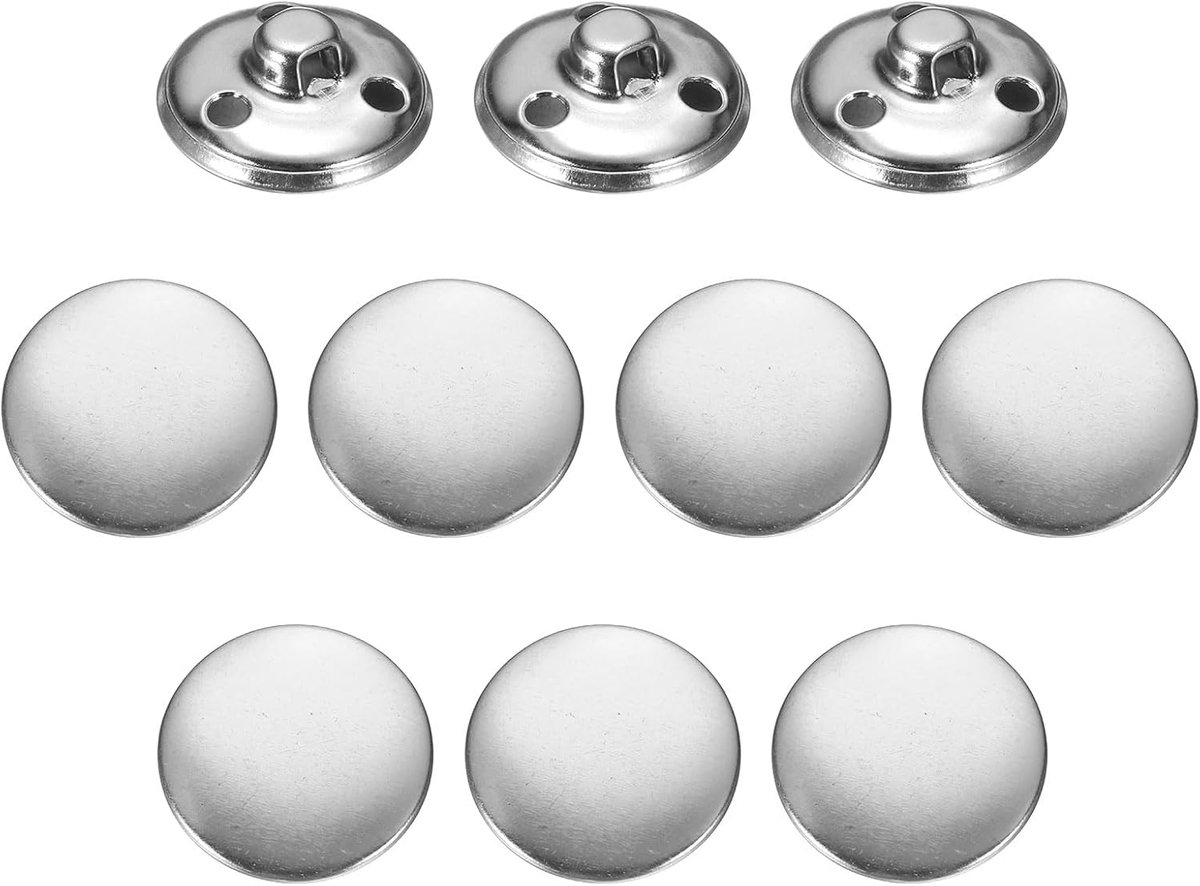 Knopen, ronde naaiknoop met messing schacht, reserveknoop voor heren en dames, blazer, pak, wollen jas, overhemd, jas, broek, naaien, handwerk, kleding (zilver)