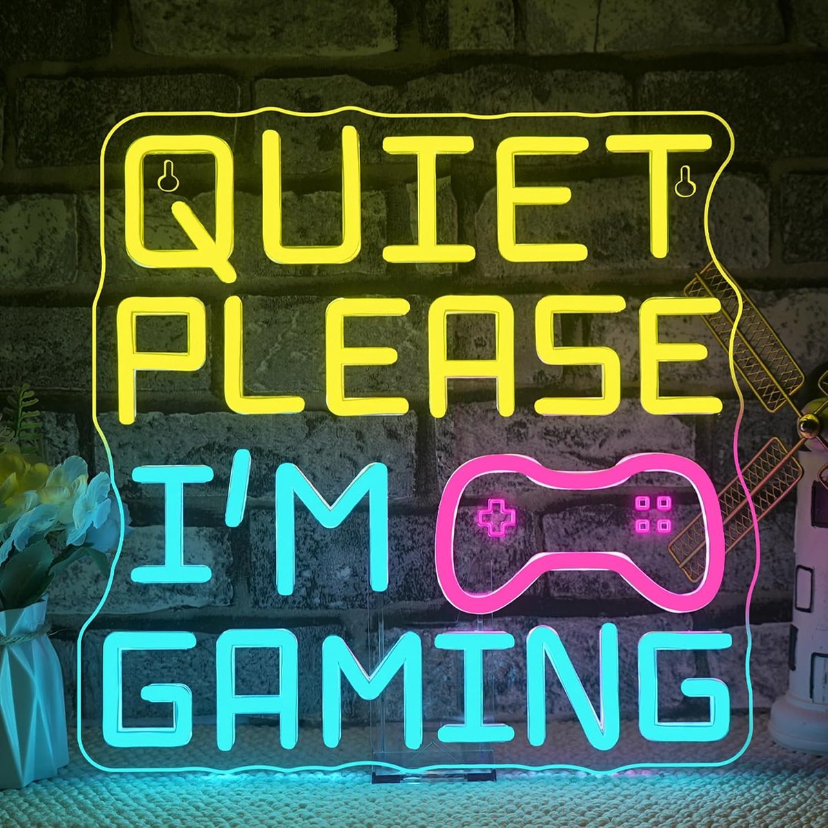 Alsjeblieft Ik Ben Aan Het Gamen Neon Licht Teken, Game Neon Teken, Gaming LED Tekens Geschikt Voor Het Decoreren Van Plaatsen Zoals Speelkamer, Gamekamer, Slaapkamer, Keuken, Familiekamer