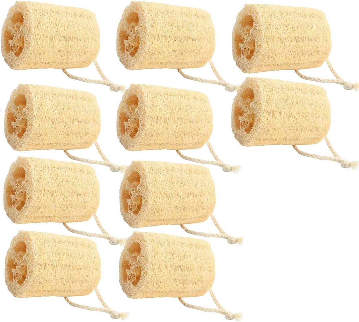 10 stuks Loofah spons, natuurlijke spons, loofah, natuurlijke luffah-peeling, luchtfassponzen, 10 cm, Loofah Scrub spons voor badkamer, lichaamsverzorging, keuken, reiniging