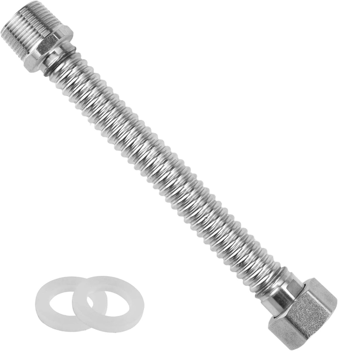 304 Roestvrijstalen Gegolfde Buis, Uittrekbare Flexibele Slang 3/4 Inch | 20cm Flexibele Slang van Roestvrij Staal, Universele Aansluitslang met Afdichting voor Boilers, Toiletten, Badkuipen, Kranen