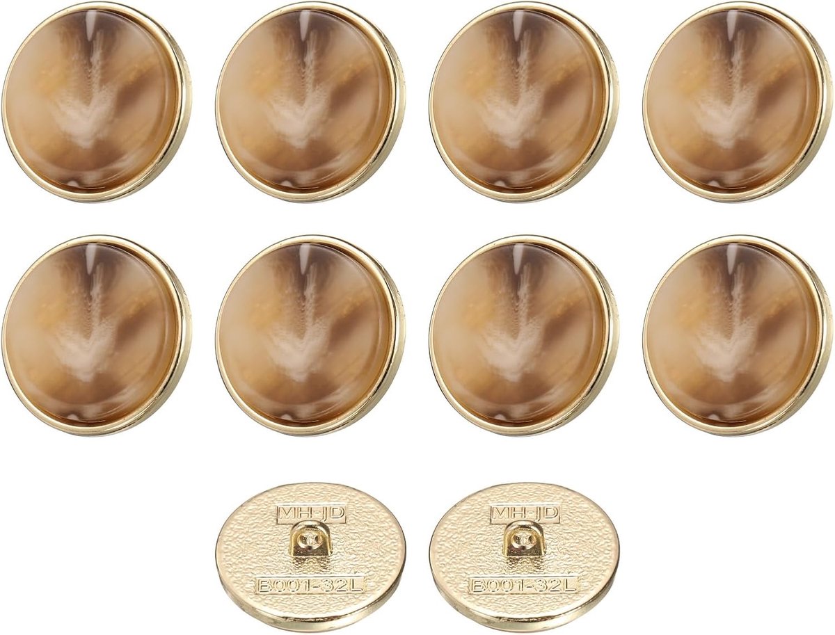 Knopen 20 mm Knopen om aan te naaien, marmerpatroon, ronde knutselknopen, oogknopen voor kleding, broeken, mantels, jassen, decoreren, handwerk, doe-het-zelf, 10 stuks, lichtbruin