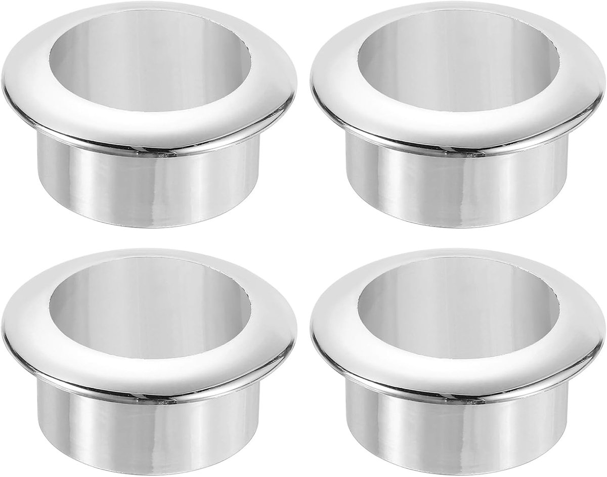 4 stuks 1,18 inch (30 mm) nylon bureaudoorvoeringen, kunststof draadloze afdekking, draadkabelorganizer voor computertafelkast, zilver