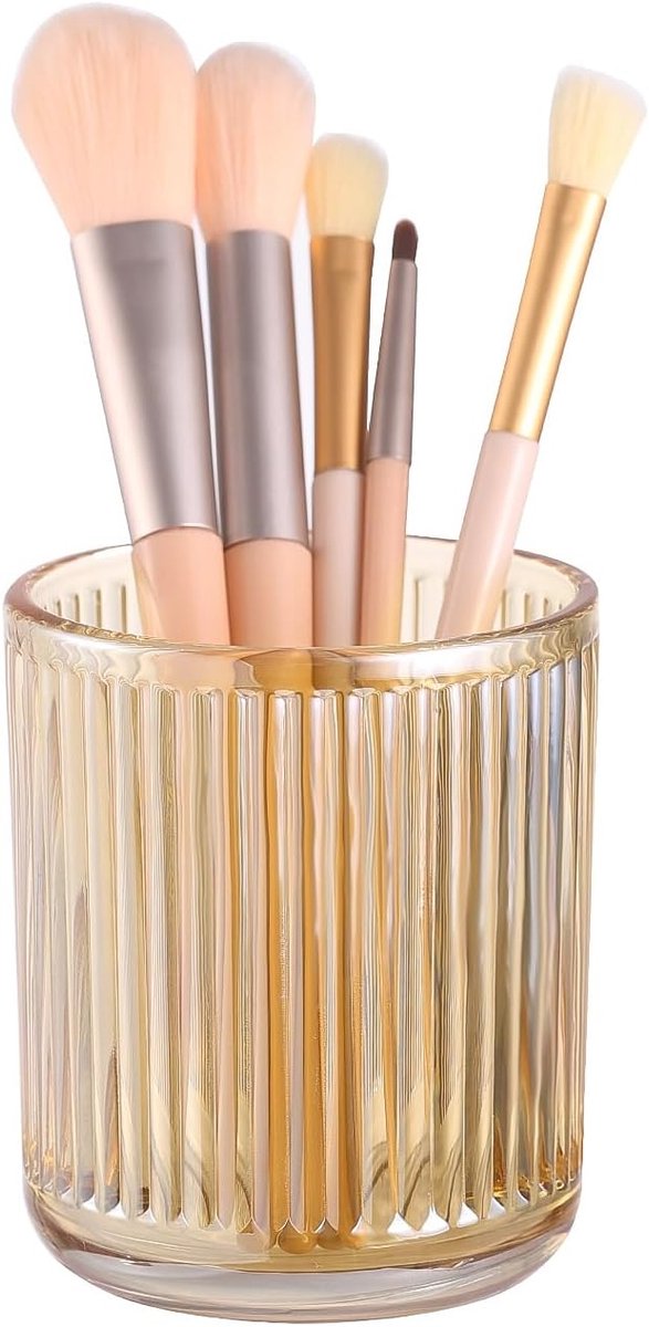 Make-up borstelhouder organizer, kristalglas make-up borstels opberghouder, vintage make-up borstel beker voor ijdelheid, pen potloodhouder voor bureau, tandenborstelhouders voor badkamer