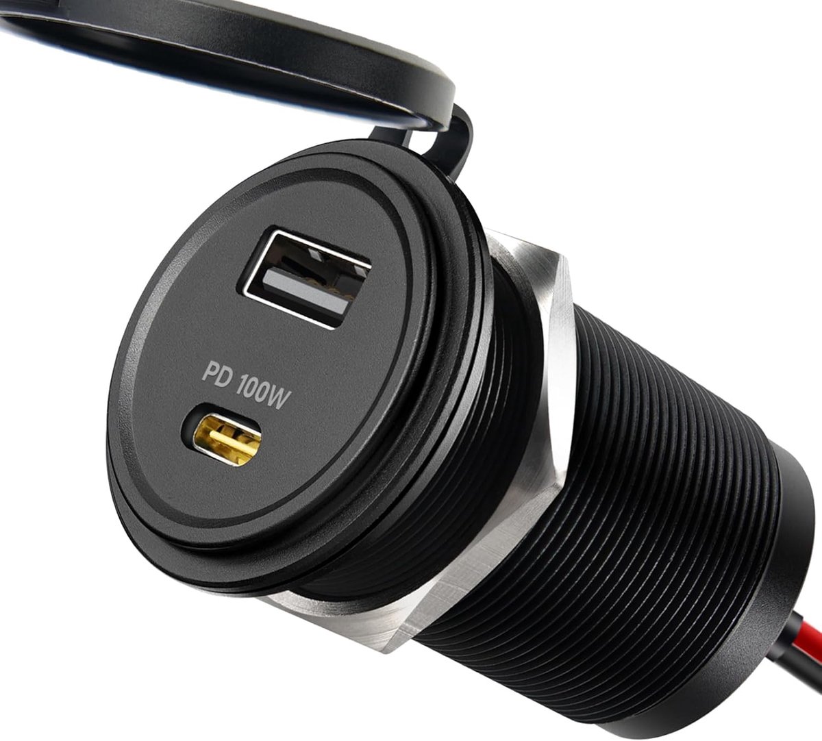 12V USB Oplader Camper Aluminium, PD100W & USB-A QC 3.0 18W Dubbele Snellader Inbouw voor Marinier Boot Truck Caravan (1 stuk)