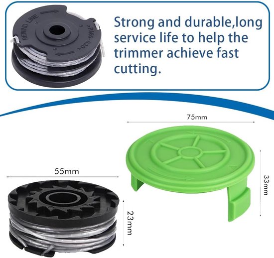 8Pack Dubbeldraadspoel 29187 geschikt voor Greenworks 40V grastrimmer, Vervangende draadspoel 8,3 M lengte Ø 1,65 mm — afbeelding 2