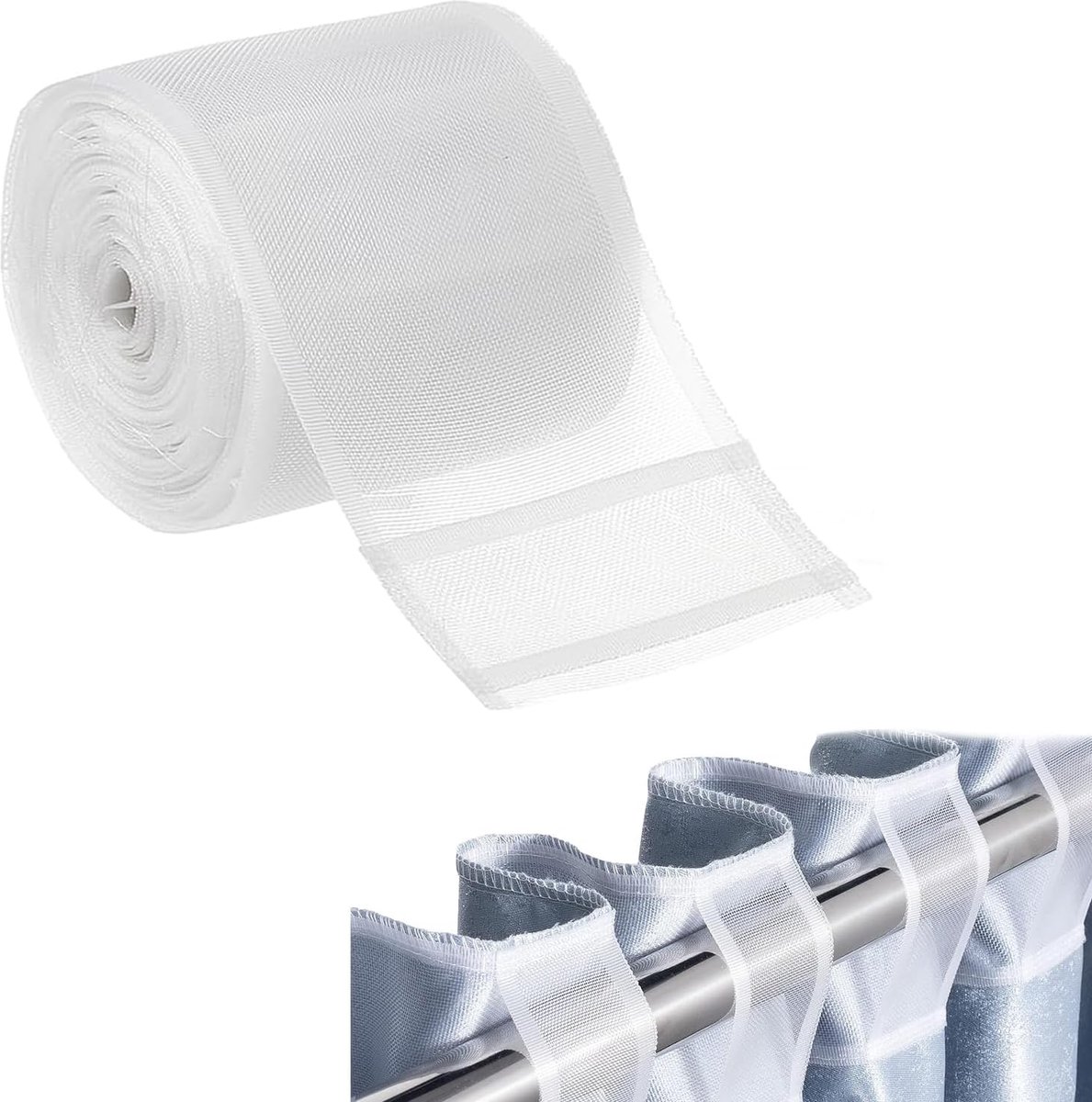 band, gordijnband, geschikt voor alle soorten gordijnstijlen, zeer geschikt voor gordijnen in slaapkamers, woonkamers, eetkamers, studio's, 10 cm x 10 m