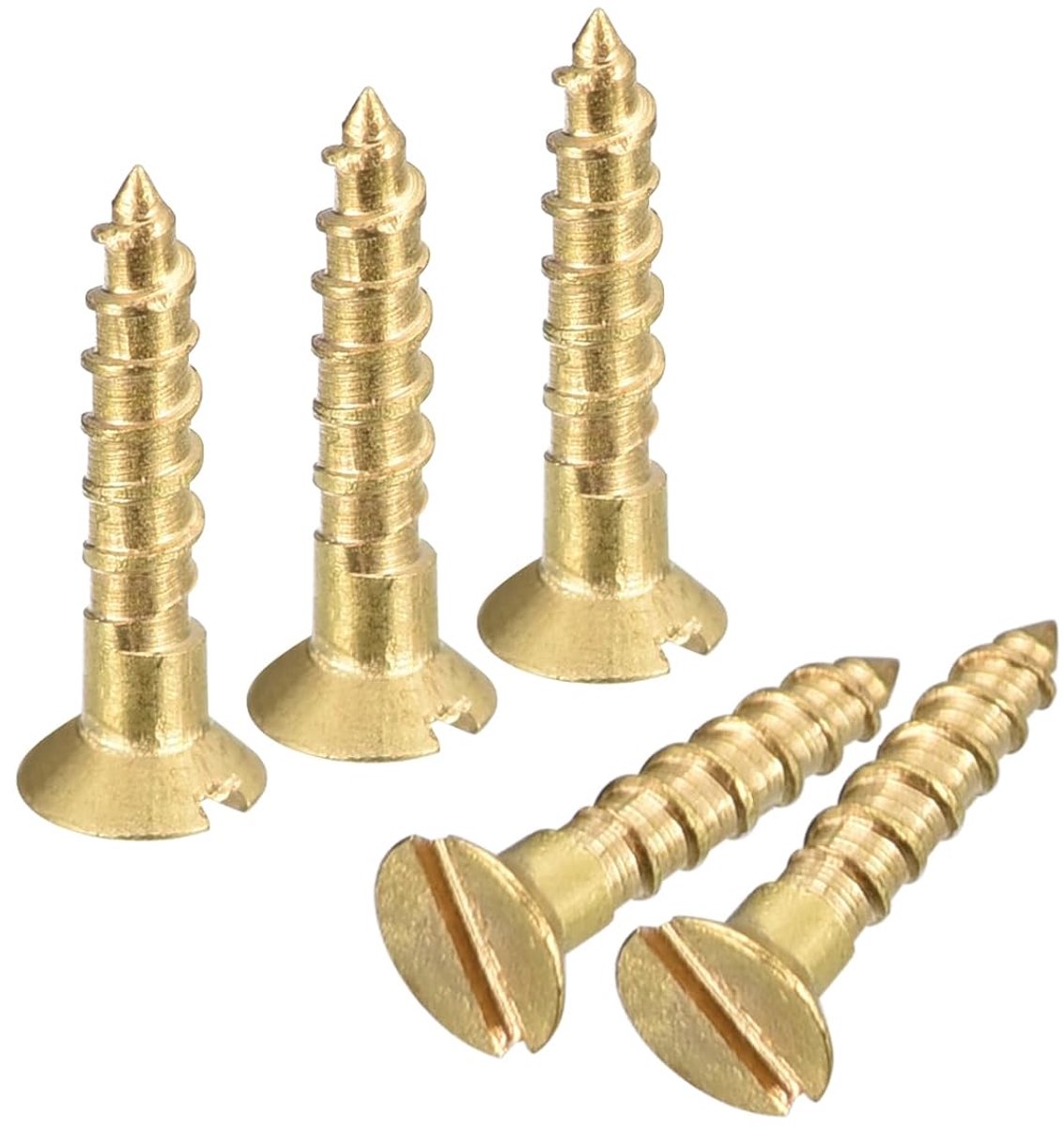 Houtschroeven, 30 stuks, M1,6 x 8 mm sleufaandrijving, verzonken kop, zelftappende schroef voor houtbewerking en meubels