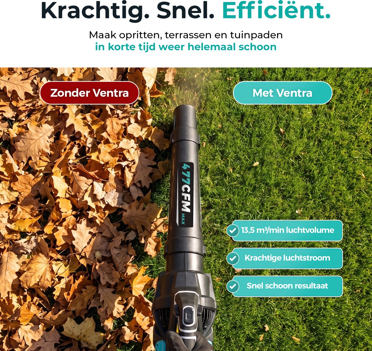 Ventra Accu Bladblazer - Elektrisch - 13.5m3/min Luchtvolume - 2x 4000mAh thumbnail 6