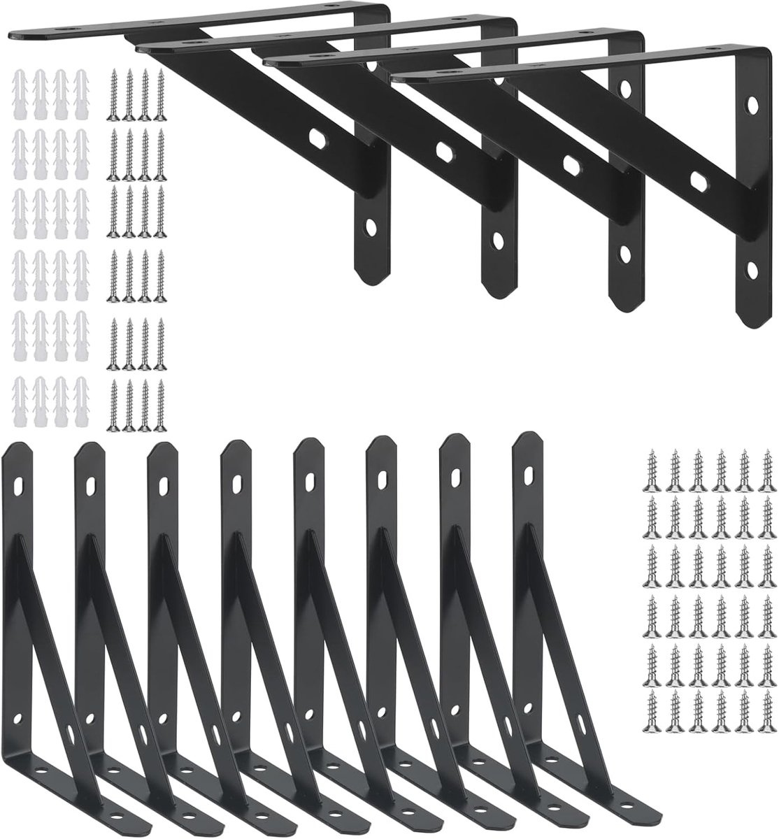 Planksteunen 150 mm - Zwart metaal - 90 graden L-vorm - Stevig tot 30 kg - SnelShoppen