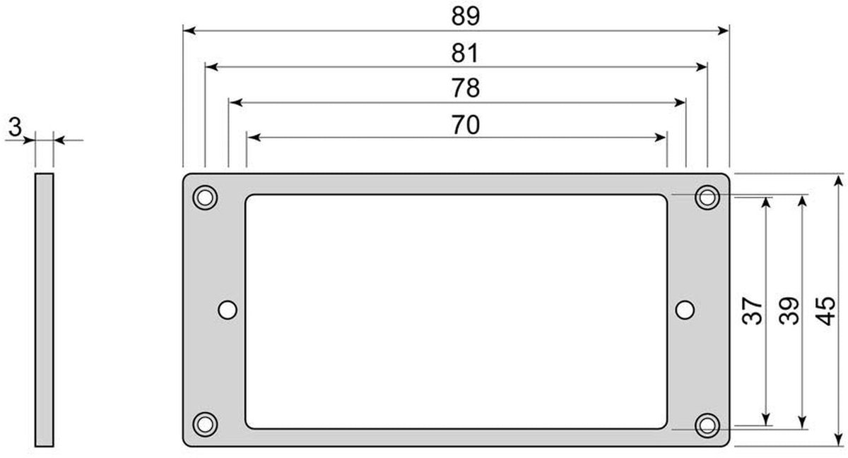 Boston HF3030BK Flat Black Humbucker Frame 3x3mm
