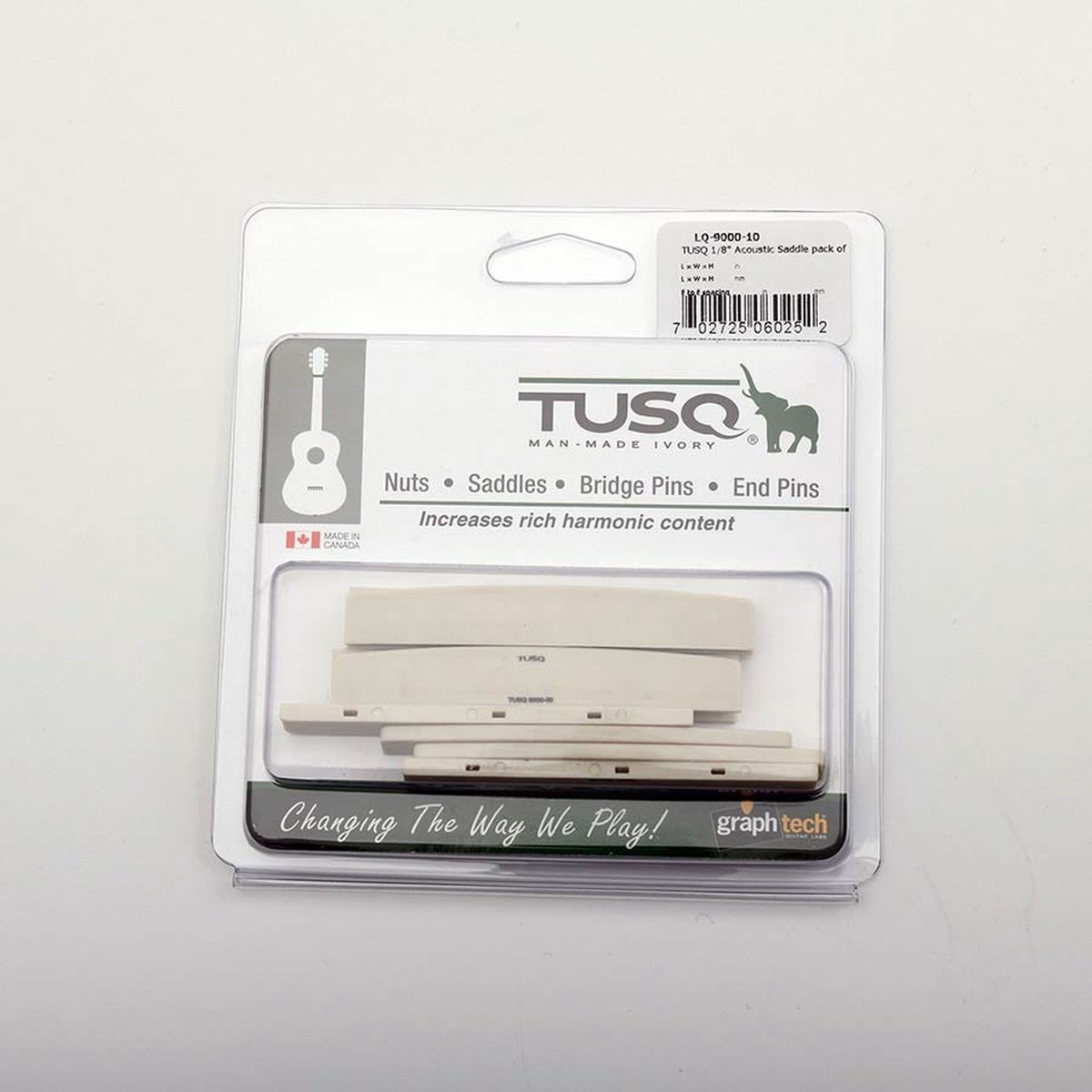 Graph Tech LQ-9000-10 TUSQ® 10-pack Ongeslepen Zadels voor Akoestische Gitaar 76,71 x 3,15 x 11,43 mm