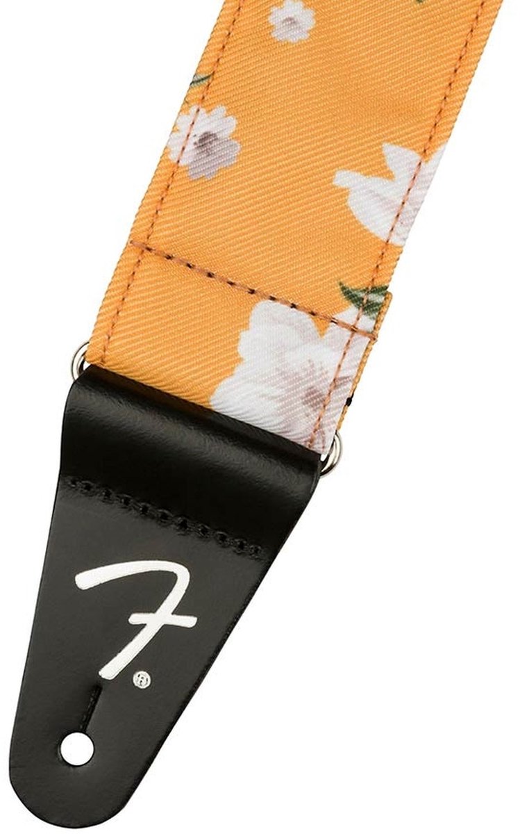 Fender 990638029 2 gitaarband, bloemen polyester keperstof, goudsbloem