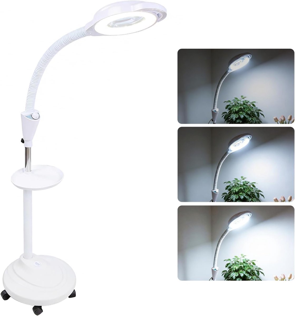 LED Vergrootglas Vloerlamp - Hoogte Verstelbaar - 8x Vergroting - Ideaal voor Huidverzorging - SnelShoppen