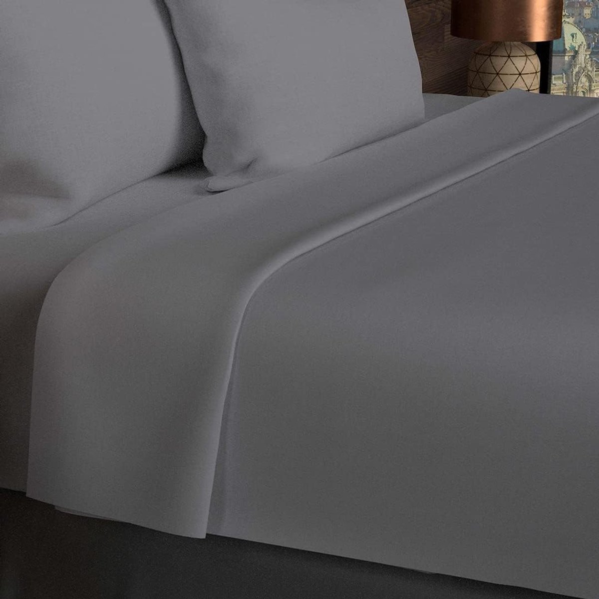SnelShoppen - Fitted Sheet Grijs 180 x 290 cm - Katoenen Laken - Perfect voor Bed, Logeerkamer, Camping - 57 Draden/cm² - Machinewasbaar tot 60°C