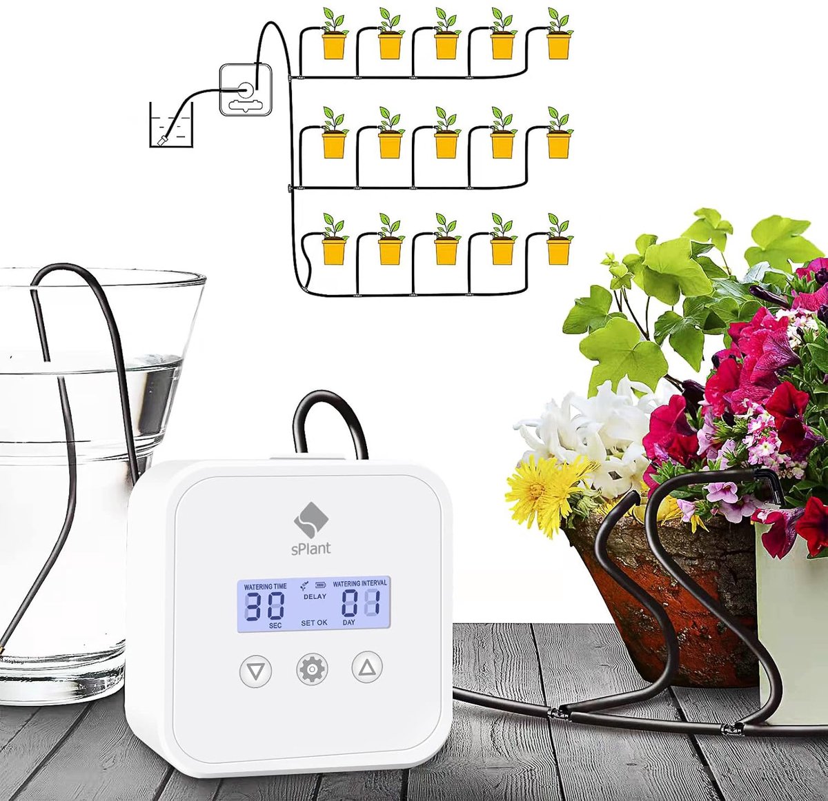 Automatisch druppel irrigatiesysteem - LCD water timer - Voor 15 planten - Ideaal voor vakantie - SnelShoppen