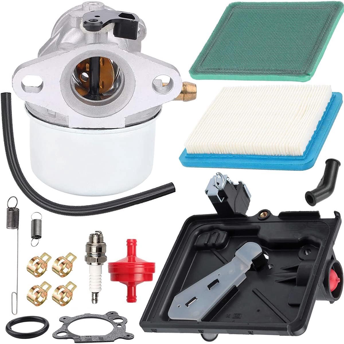799868 498170 carburateur voor Briggs & Stratton 124T02 124T07 126M02 129700 12V800 12C700 4-takt kleine motoren, vervangt 14111 799872 694202, Met primerbasis Luchtfilter