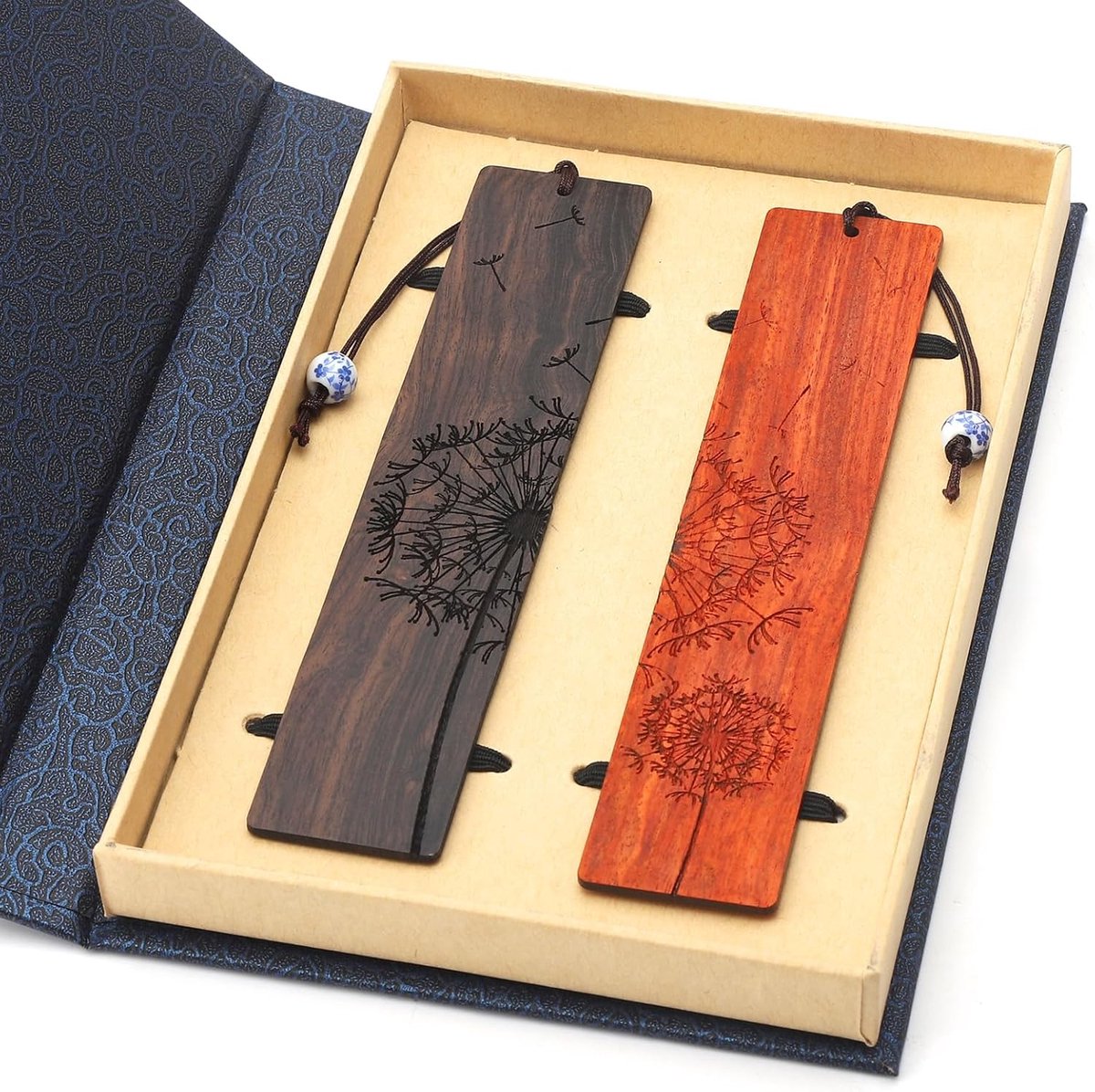 2 stuks houten bladwijzers, boekenlegger, geschenkdoos, handgemaakte houten bladwijzer, handwerk, vintage cadeau voor mannelijke en vrouwelijke