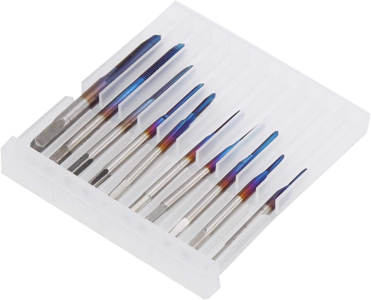 10st Micro Taps Set, Metrisch M1-M3.5 Tungsten Steel Mini Spiral Flute Taps, Straight Flute Grove Draad Machinetap voor Klokken en Horloges Tikken