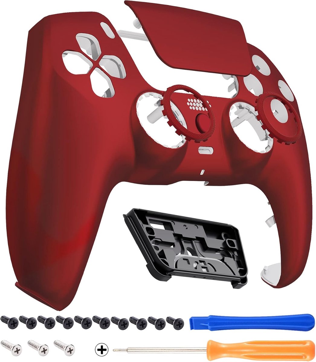 eXtremeRate LUNA Voorkant voor ps5 Controller BDM-010/020/030/040/050 | Vervanging Behuizing met Touchpad,Ringen Shell voor ps5 Controller,Scharlaken Rood