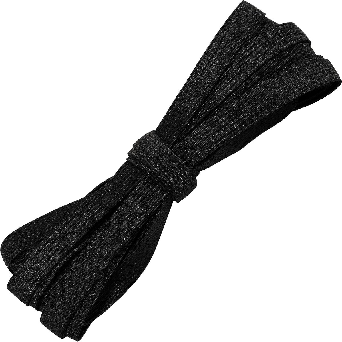 - C67525 - plat gevlochten elastiek 5 meter - breedte 10 mm - polyester + latex - kleur zwart