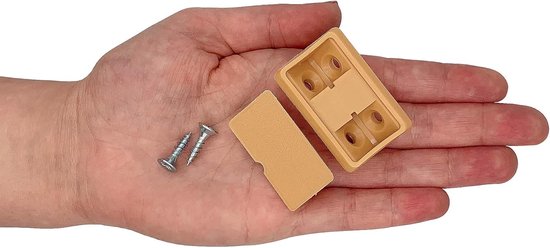 (Pack van 20 stuks) Lichtbruine plankbeugels 44 x 20 x 20 mm, meubelhoekverbindingen kunststof 90 graden hoekbeugelverbinding, rechte hoek, inclusief schroeven (20, lichtbruin) — afbeelding 2