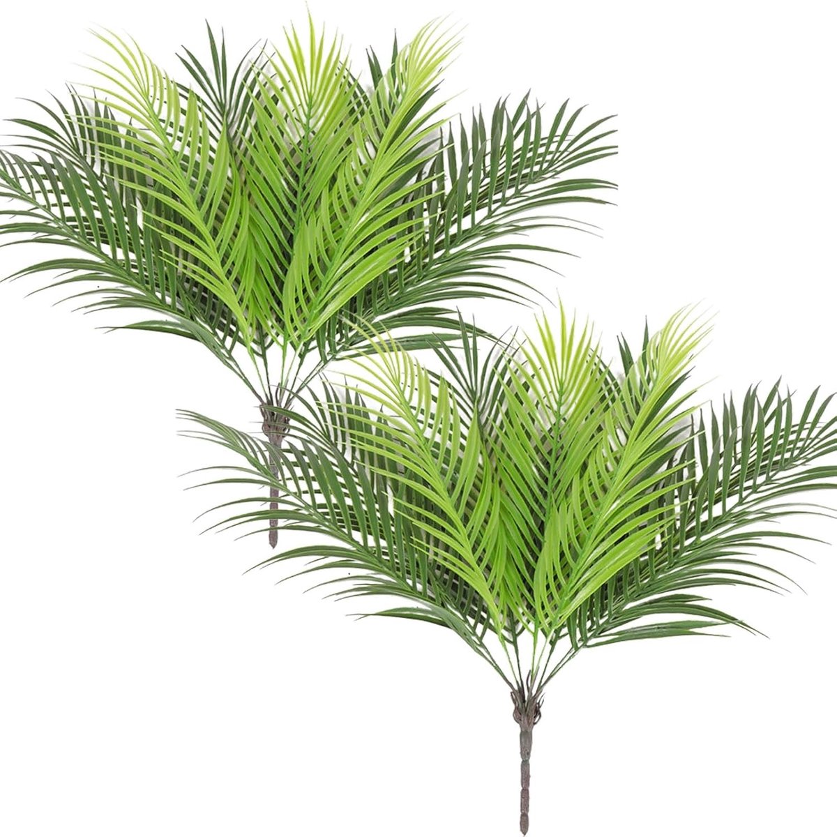 Kunstpalmbladeren, struik, tropische planten, bladeren, groen, kunstpalm, planten, kunststof palm, 50 cm, groot, voor bloemstuk, jungle, party, palmblad, decoraties, 2 stuks