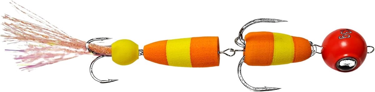 Foamshad Oranje-Geel + Red Head 13 gram Shad Dressuurdoorbrekend Snoekbaars Snoek Kunstaas