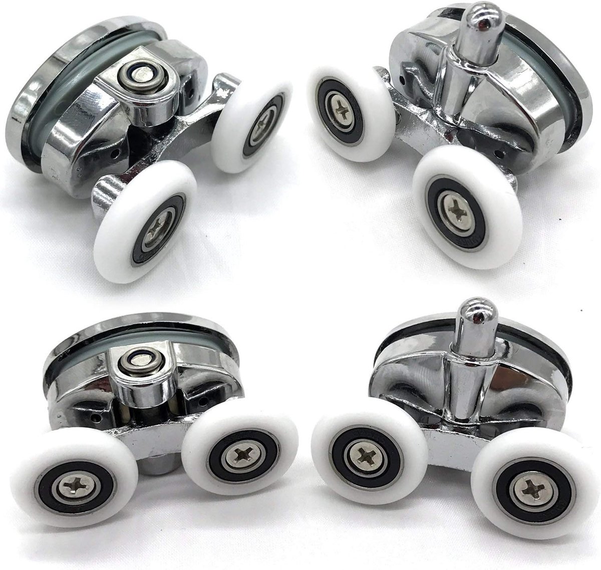 Set van 4 nieuwe ovale vlinderbodemwielen, dubbel wiel 25 mm, douchedeurrollers