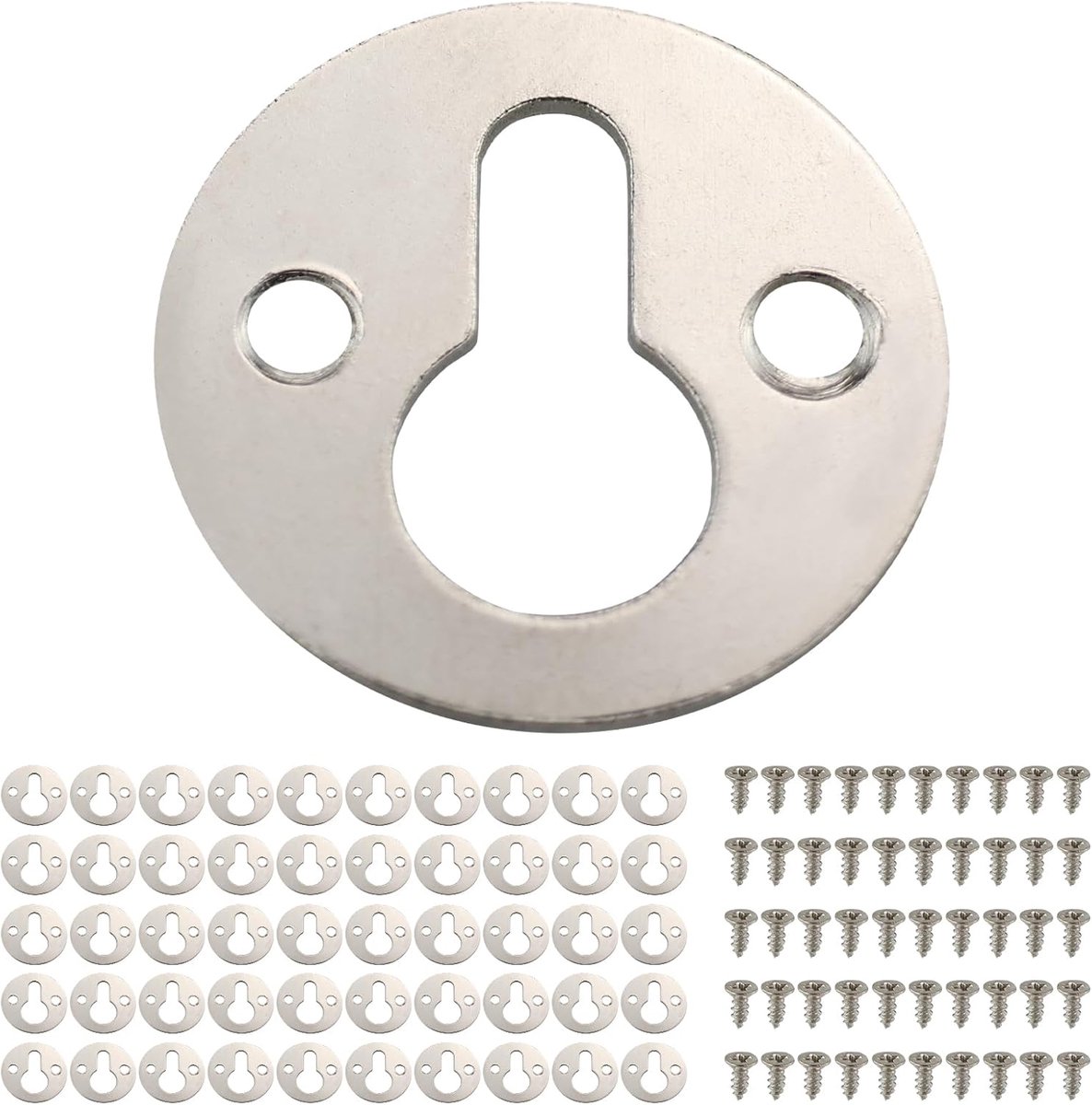 50 stuks fotohangers, haken, duurzame sleutelgat-hangers, rond, kasthanger, sleutelgat, hanger, metaal, rond, sleutelgat voor het ophangen van fotolijsten