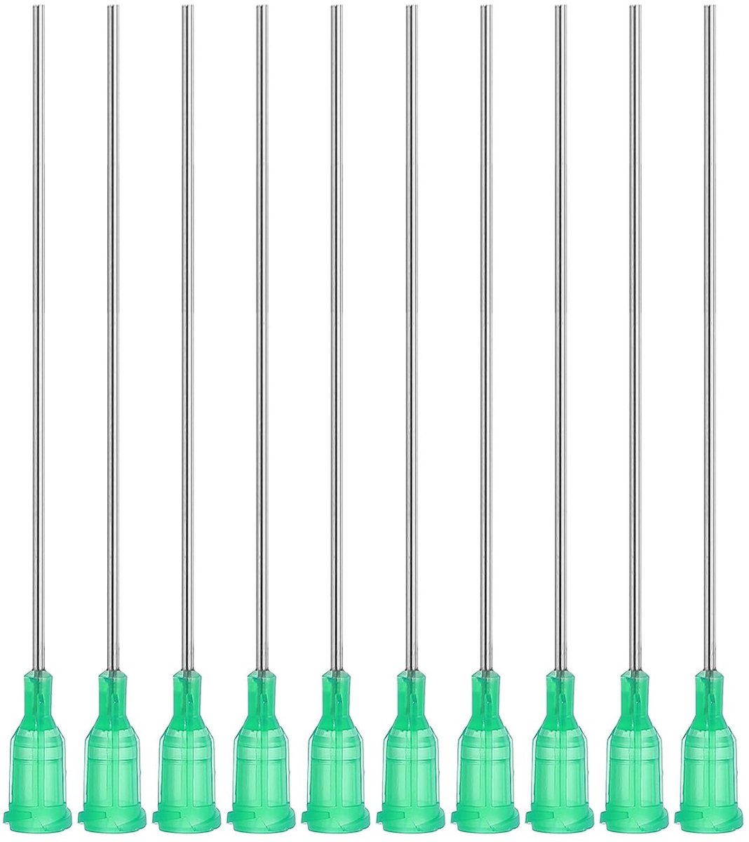 Distributienaalden met ronde punt 18G, 10 stuks, 10 cm, industriële vloeistofdispensernaalden met Luer-vergrendeling voor lijm, groen
