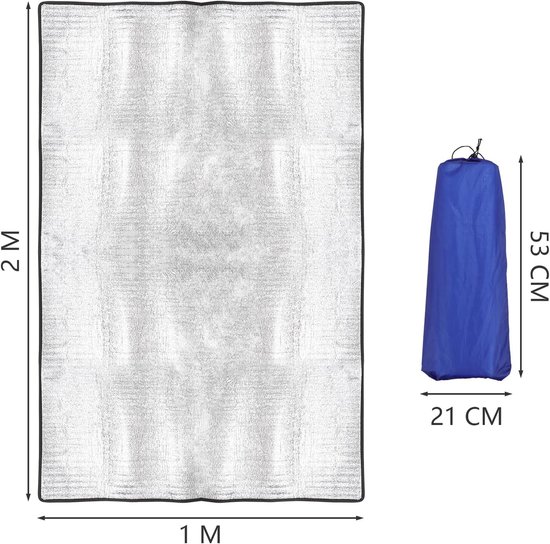 Opvouwbare aluminium isolatiemat, 100 x 200 cm, camping, waterdicht, thermomat, anti-vocht, ultralicht, warmte-isolerende yogamat, sport — afbeelding 2