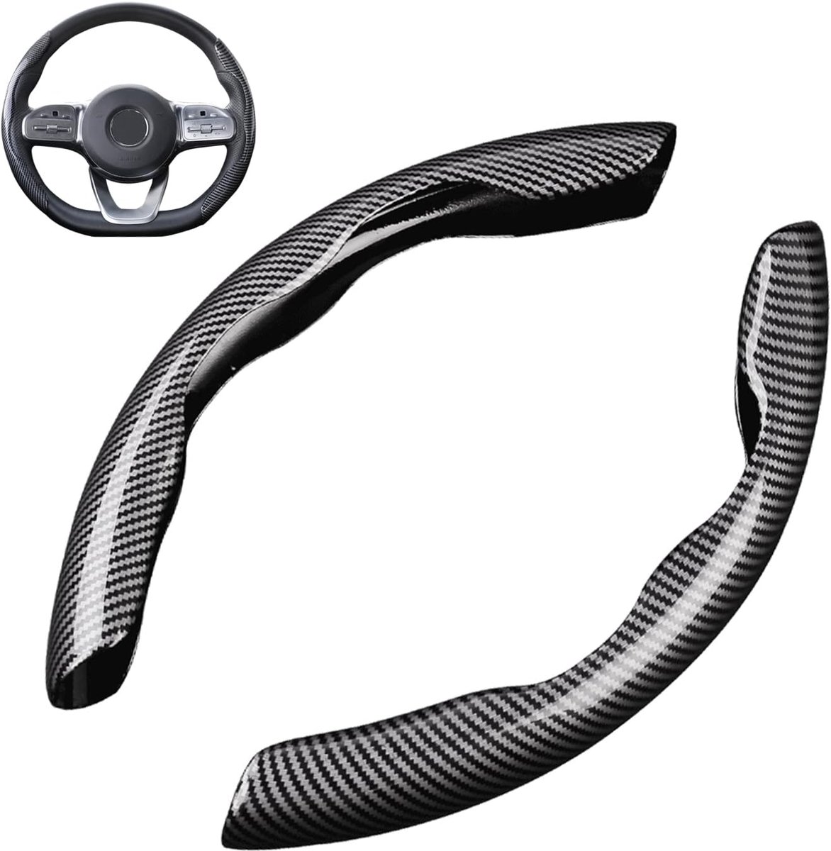 Stuurhoes D & Ronde Vorm Universeel Koolstofvezelpatroon Modieus Gesegmenteerd Auto Antislip Stuurhoes Universeel Voor Auto's Vrachtwagens38cm (15")