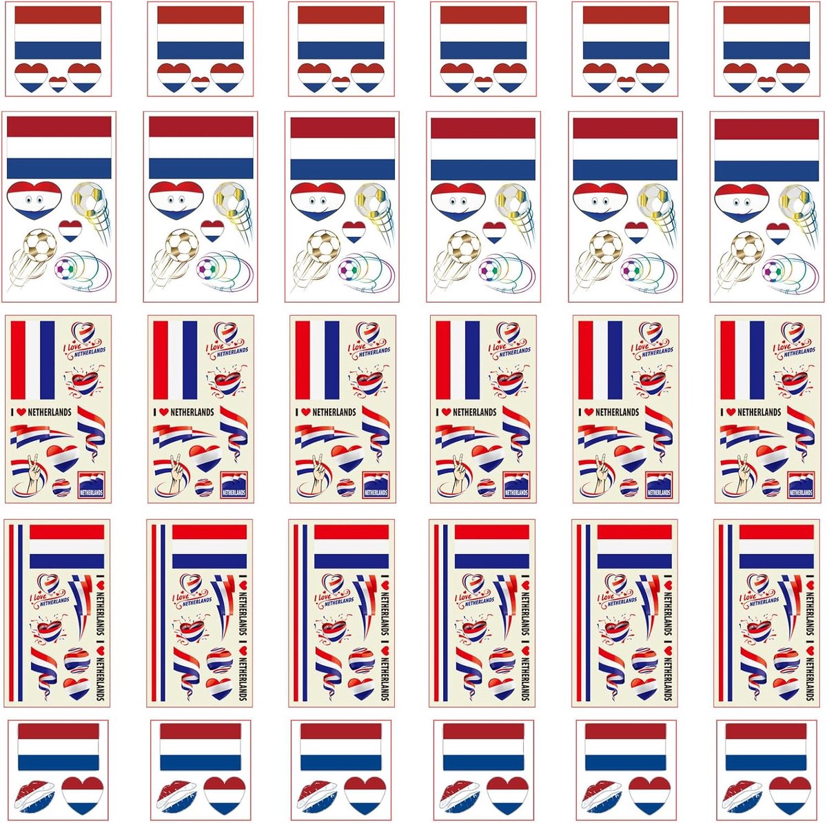 Tijdelijke Tatoeages van Nederlandse Vlag voor Internationale Wedstrijden 2024 EK Olympische Spelen Voetbal WK Gezichtsstickers Waterdichte Vlaggenstickers (Nederland)
